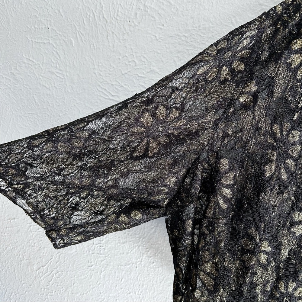 Alex Evenings Black and Gold Lace Two Piece Dress Set NWT Sz 24W - Picture 6 of 8